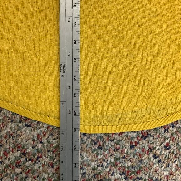 Eileen Fisher Gold Yellow Organic Linen V-Neck Cap Sleeve Lightweight Sweater S - Picture 11 of 11
